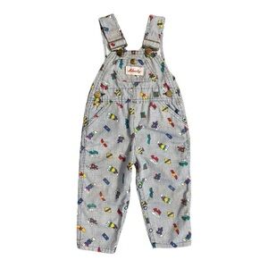 Vintage Liberty Railroad Stripe Overalls Toddler 18M Colorful Train Print